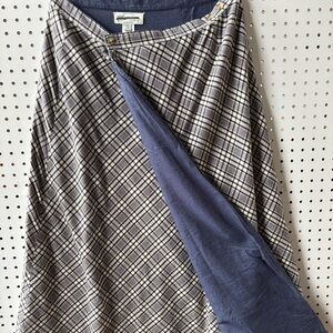 Plaid A-Line Maxi Skirt with Blue Liner